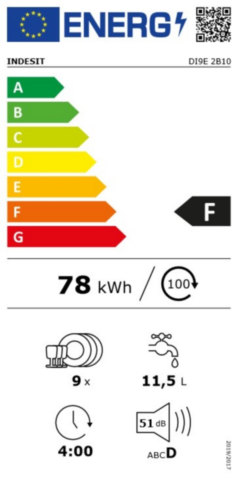 Съдомиялна машина за вграждане Indesit DI9E 2B10 - Image 2